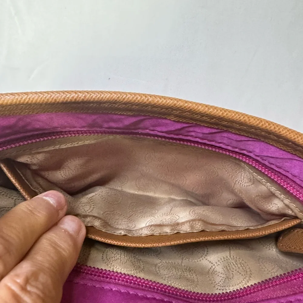 Michael Kors Nylon Crossbody‎ Bag – Fuchsia & Tan Trim